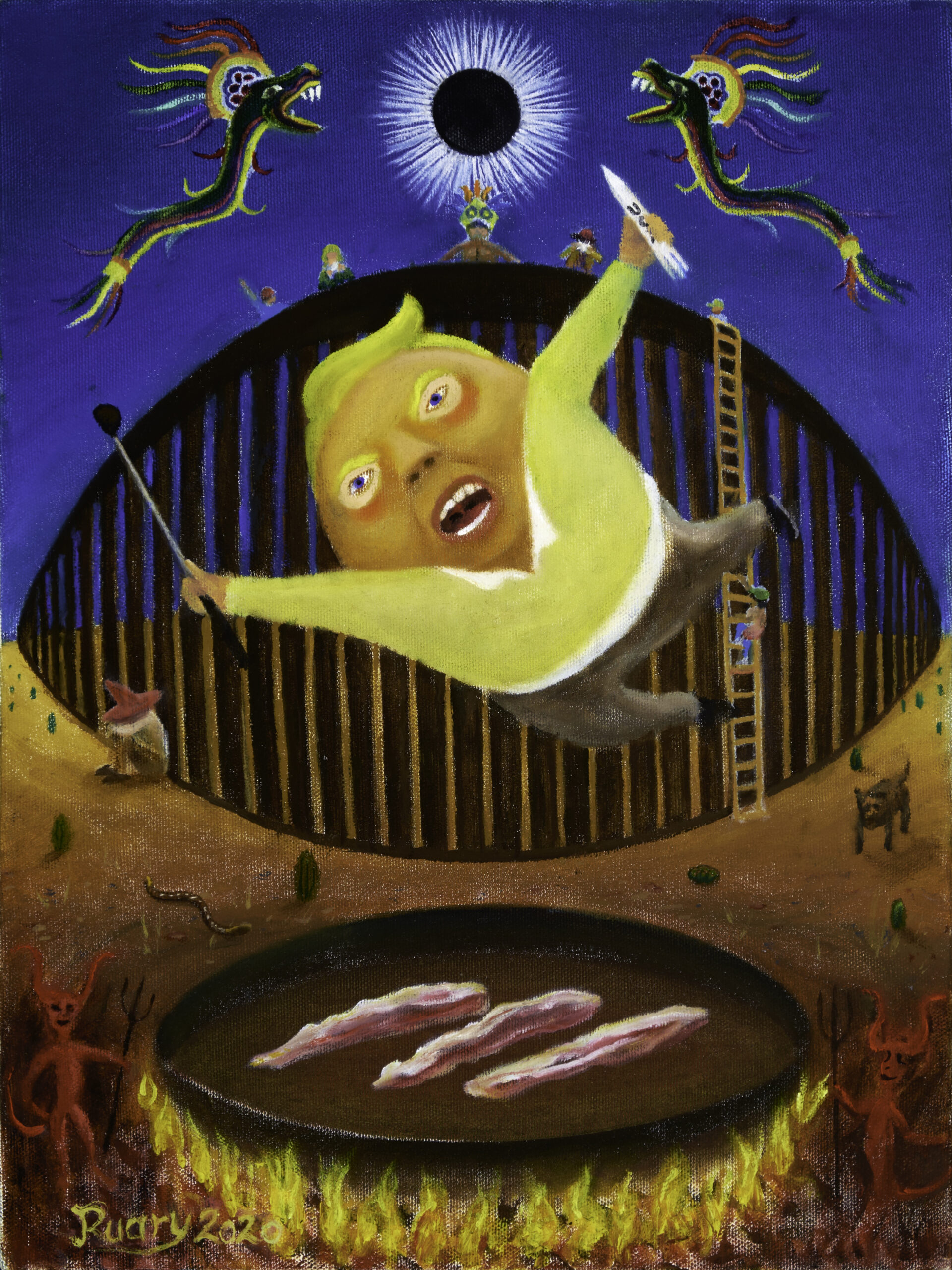 Trumpty Dumpty Had a Great Fall (2020), Oil on canvas, 12 x 16